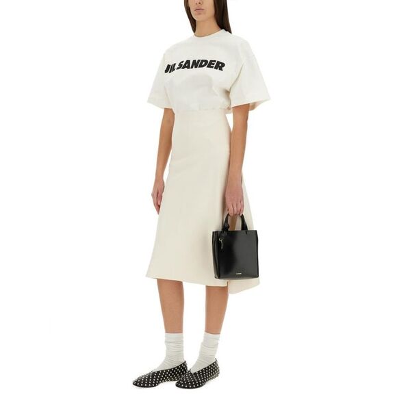 JIL SANDER Logo Cotton T-Shirt Women WHITE T-Shirts & Tops - Picture 4 of 5